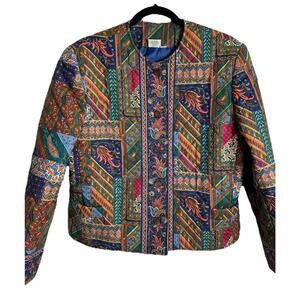 Vera Bradley Jacket Womens Large Colorful Quilted Paisley Button Up